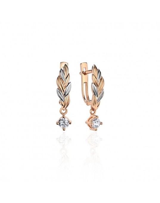 Серьги из красного золота 585 пробы с фианитами 01С1112595Р
