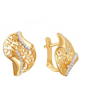 Серьги из красного золота 585 пробы с фианитами 01С1110512