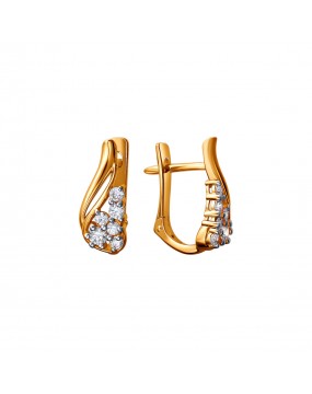 Серьги из красного золота 585 пробы с фианитами 01С1112202Р