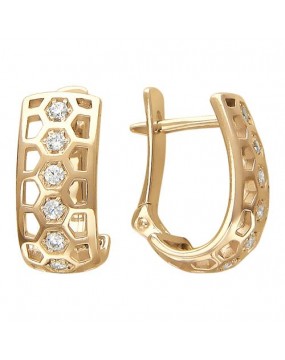 Серьги из красного золота 585 пробы с фианитами 01С116537