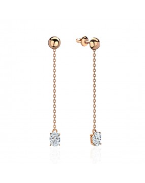 Серьги из красного золота 585 пробы с фианитом 01С1114076