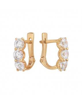 Серьги из красного золота 585 пробы с фианитами 01С119310Ф