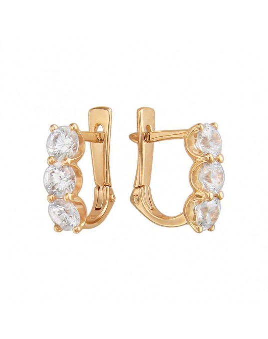 Серьги из красного золота 585 пробы с фианитами 01С119310Ф