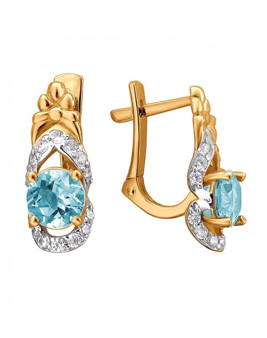 Серьги из золоченого серебра 925 пробы с фианитами и топазами 01С3512167РА-1