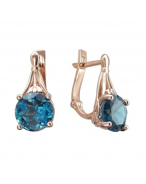 Серьги из красного золота 585 пробы с топазами 01С3111602-8
