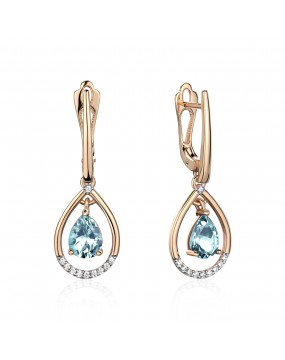 Серьги из красного золота 585 пробы с топазами и фианитами 01С3114178Р-3