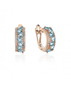 Серьги из красного золота 585 пробы с фианитами и топазами 01С3113967-3