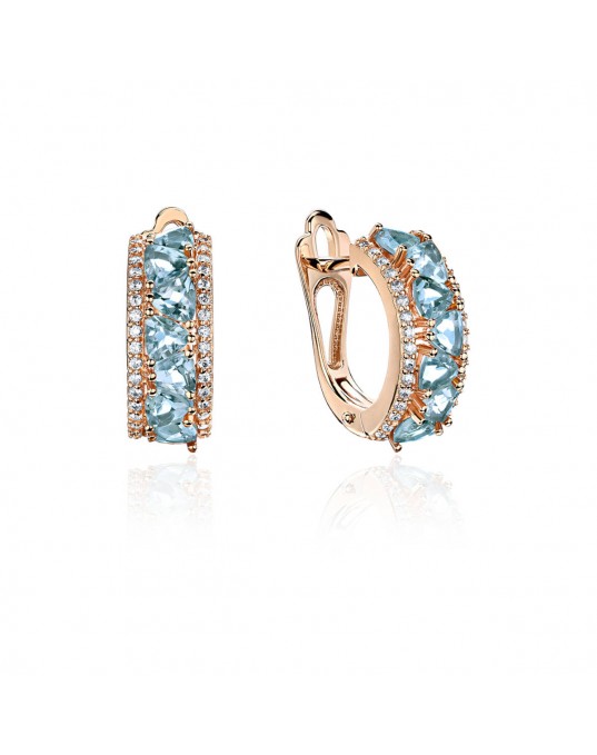 Серьги из красного золота 585 пробы с фианитами и топазами 01С3113967-3