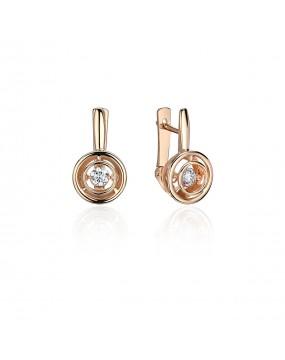 Серьги из красного золота 585 пробы с фианитами 01С117961