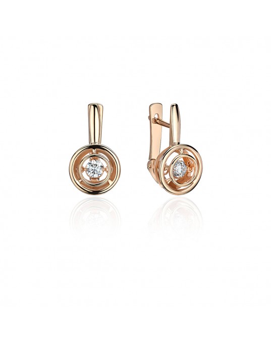 Серьги из красного золота 585 пробы с фианитами 01С117961