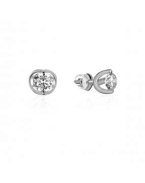 Серьги из белого золота 585 пробы с фианитами 01С1213417