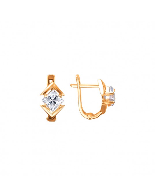 Серьги из красного золота 585 пробы с фианитами 01С1112762