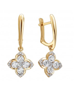 Серьги из красного золота 585 пробы с фианитами 01С1112053Р