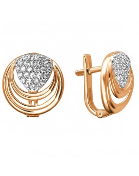 Серьги из красного золота 585 пробы с фианитами 01С1112907Р