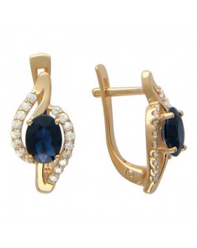 Серьги из красного золота 585 пробы с сапфирами и бриллиантами 01С613980-3