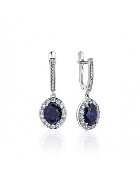 Серьги из белого золота 585 пробы с фианитами 01С2213843-1