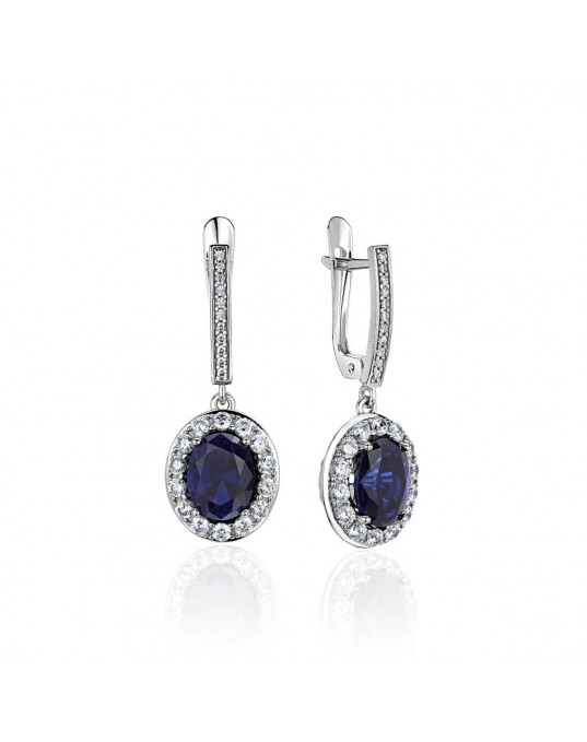 Серьги из белого золота 585 пробы с фианитами 01С2213843-1