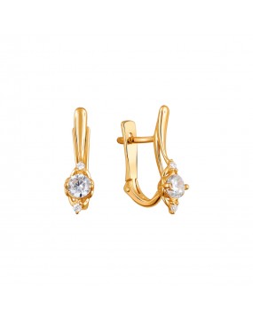 Серьги из красного золота 585 пробы с фианитами 01С1112009