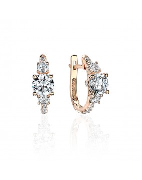 Серьги из красного золота 585 пробы с фианитами 01С1113715. Размер: б/р