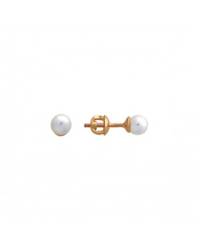 Серьги из красного золота 585 пробы с жемчугом 01С312298-1